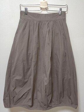 Dagila Balloon Long Skirt Casual Brown Cotton M